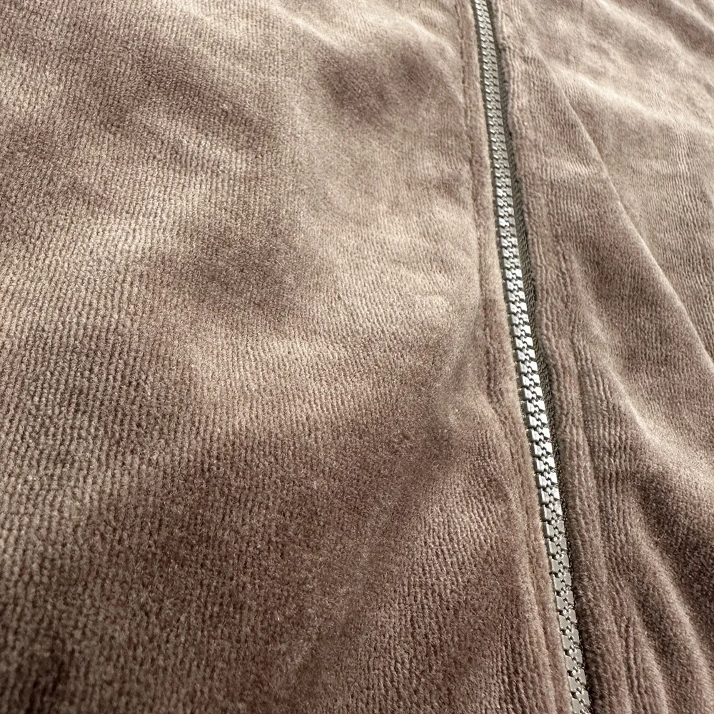 Tenore Jacket Mens Large Brown Velour Full Zip Track Suit Top Black Stripe Retro